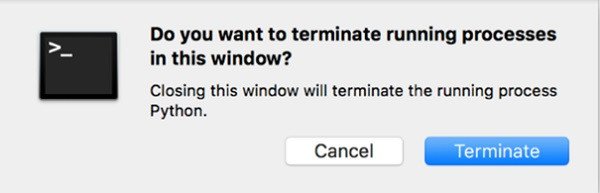 Nhấn 'Terminate' để thoát khỏi chế độ caffeinate và cho phép màn hình MacBook tự động tắt