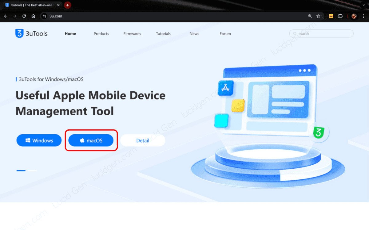 Nút tải 3uTools cho macOS trên trang web chính thức, bước đầu trong quy trình cài 3uTools cho MacBook.
