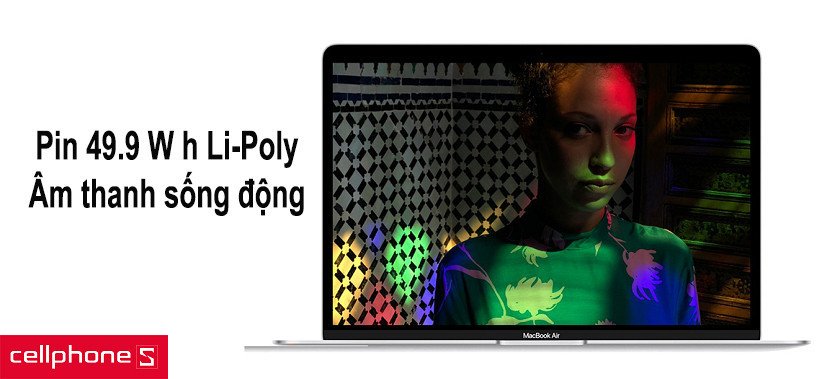 Pin 49.9 Wh và âm thanh sống động của Macbook Air 2019