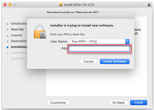 PIN for USB Token error/warning