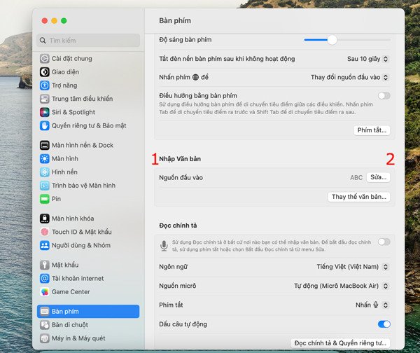 Quản lý Nguồn đầu vào để tắt tiếng Việt trên MacBook