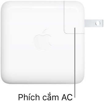 Sạc MacBook nhanh chóng với bộ tiếp hợp nguồn 70W, một trong những phụ kiện MacBook quan trọng.