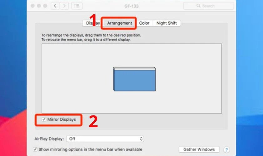 Sắp xếp màn hình để trình chiếu 2 màn hình MacBook hiệu quả