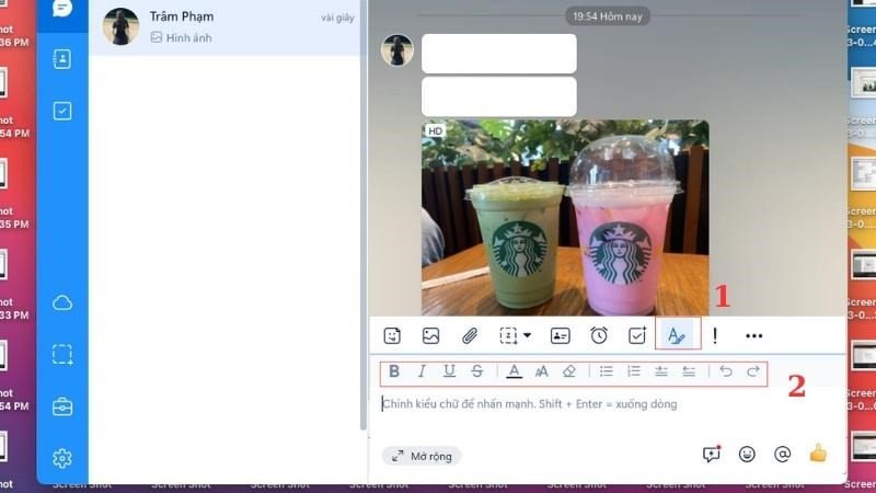 Sử dụng tính năng chỉnh sửa định dạng văn bản trong tin nhắn Zalo trên MacBook