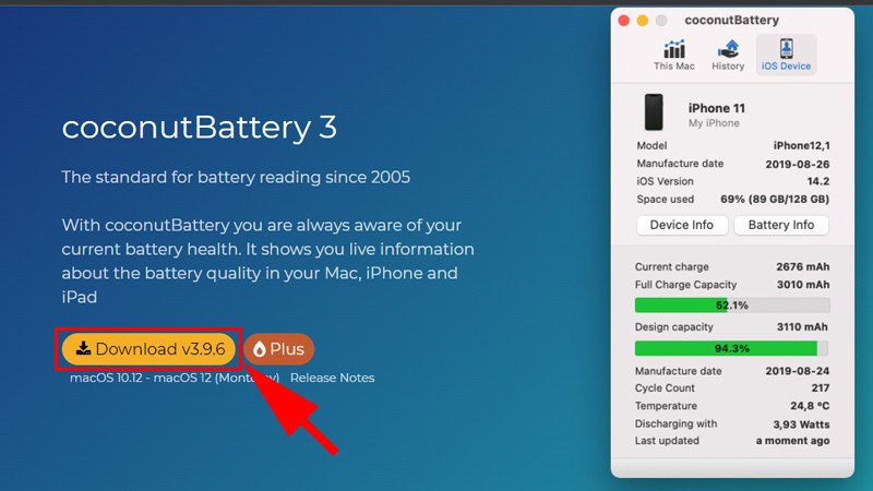 Tải và cài đặt Coconut Battery để kiểm tra pin MacBook