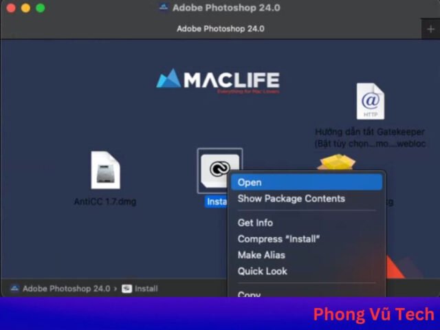Tải và giải nén bộ cài đặt Photoshop cho Macbook