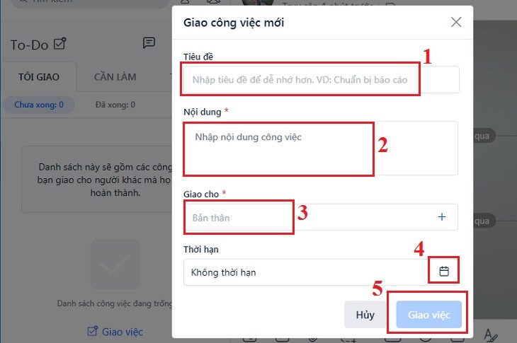 Tạo và giao việc trong Zalo trên MacBook