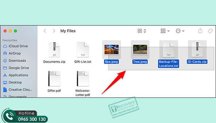 Thao tác chọn các tệp ảnh không liền kề trên MacBook bằng phím Command