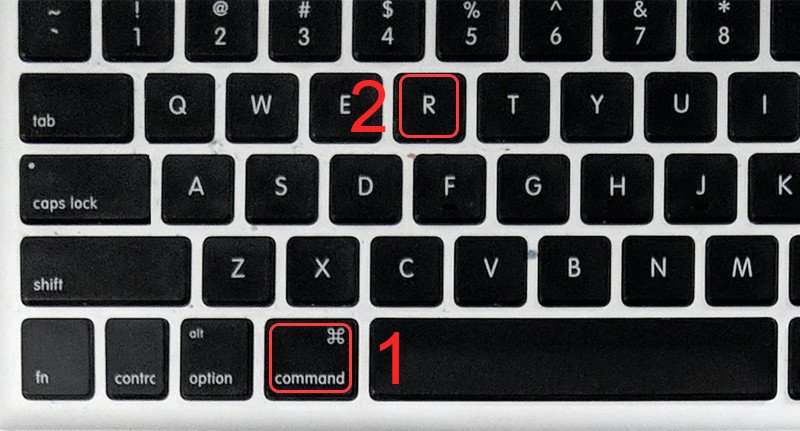 Thao tác nhấn Command + R để vào chế độ khôi phục khi quên mật khẩu MacBook Pro chip Intel