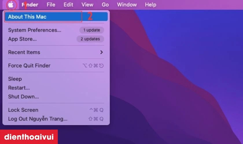 Thao tác truy cập thông tin giới thiệu máy trên MacBook Air 2013