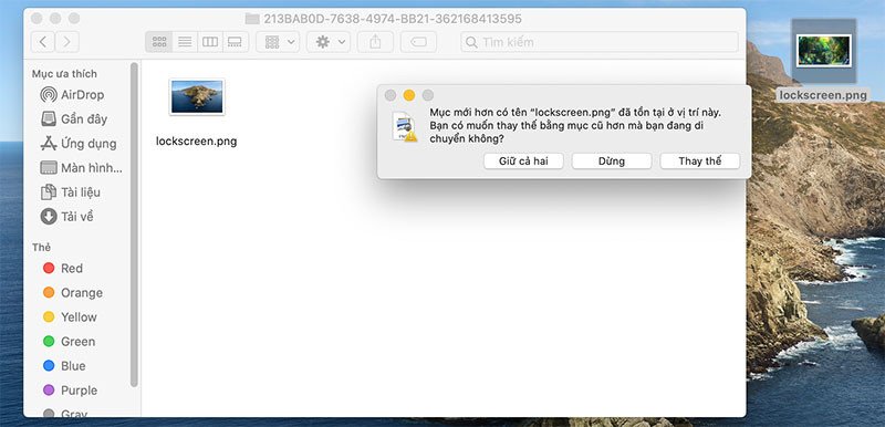 Thay thế tệp lockscreen.png để đổi hình ảnh màn hình khóa MacBook