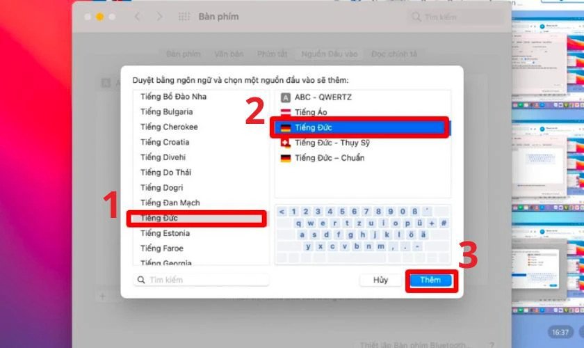 Thêm kiểu gõ tiếng Đức vào danh sách ngôn ngữ trên MacBook