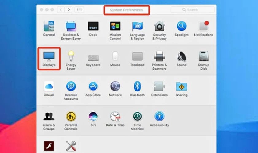 Thiết lập chế độ hiển thị MacBook trong Cài đặt hệ thống