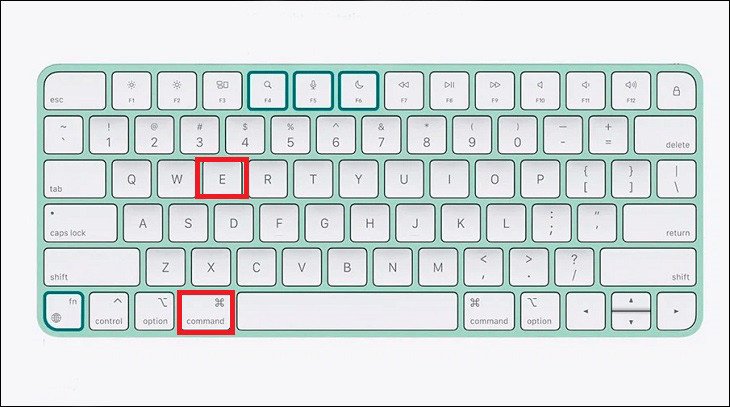 Tổ hợp phím Command và E để mở ổ đĩa MacBook
