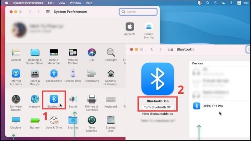 Trên MacBook, bật Bluetooth và ghép nối với iPhone