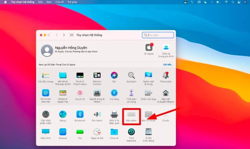 Truy cập cài đặt bàn phím trên MacBook để thêm ngôn ngữ tiếng Đức