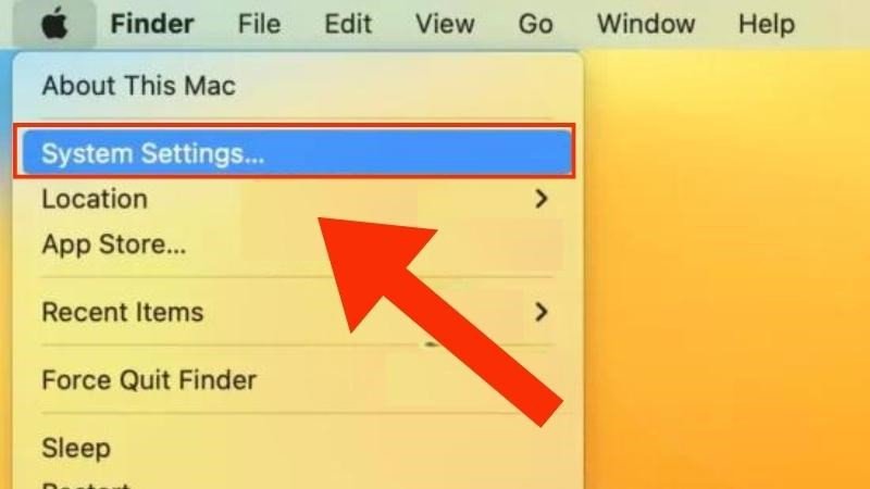 Truy cập "System Settings" trên MacBook để bắt đầu quá trình kết nối chuột Bluetooth với MacBook