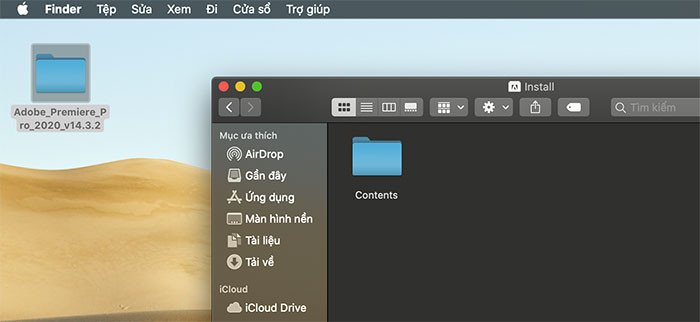Truy cập thư mục MacOS để chạy file cài đặt Adobe Premiere Pro trên MacBook