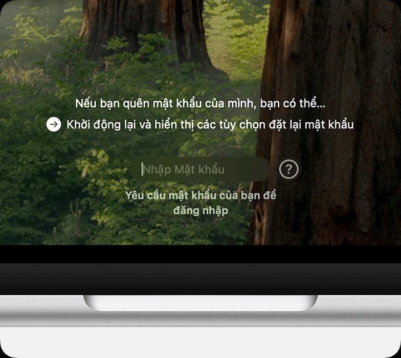 Tùy chọn đặt lại mật khẩu hiển thị trên màn hình đăng nhập Mac.