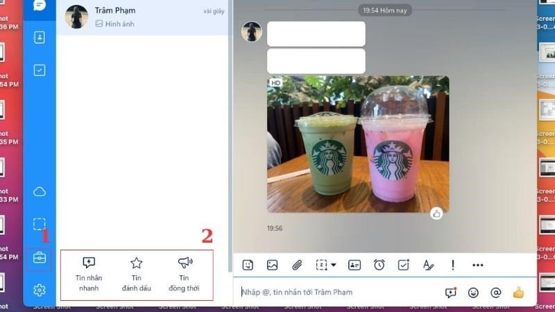 Tùy chọn tin nhắn nhanh, đánh dấu và gửi đồng thời trên Zalo MacBook