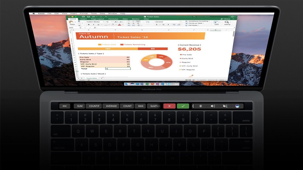 Ứng dụng Excel của Microsoft 365 đang hoạt động trên MacBook