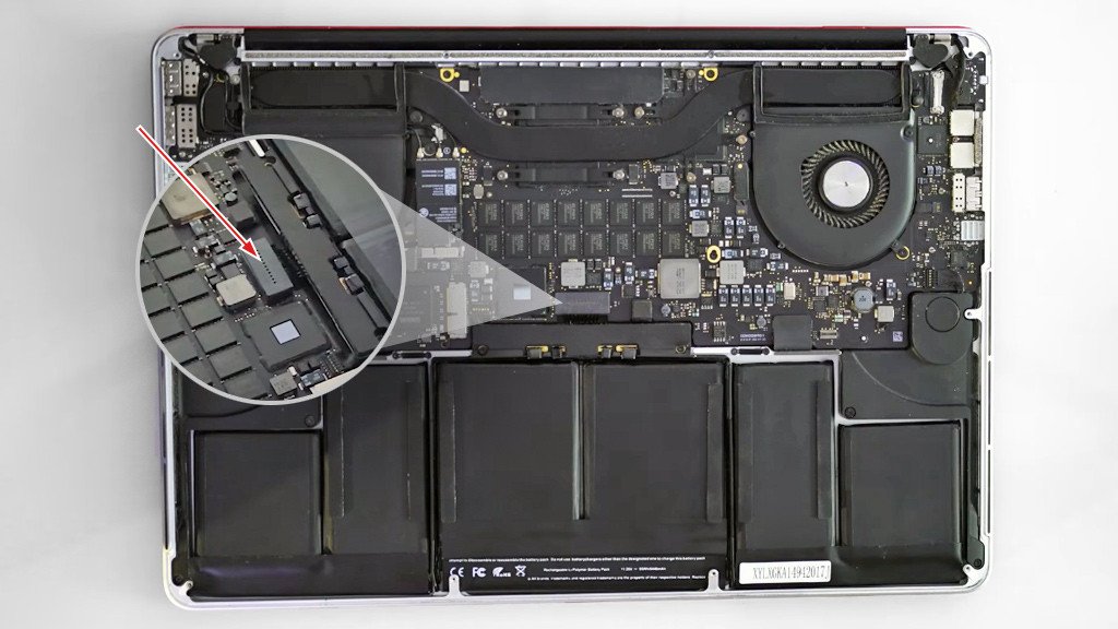 Vị trí cáp nguồn pin MacBook Pro A1398