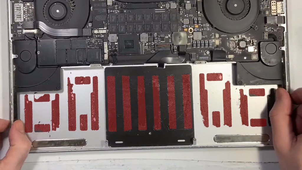Vị trí keo dán pin MacBook Pro A1398