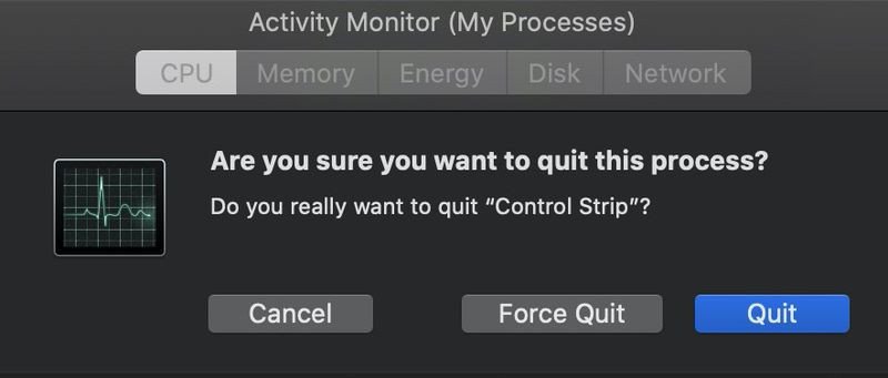 Xác nhận đóng ứng dụng trong Activity Monitor bằng Quit hoặc Force Quit