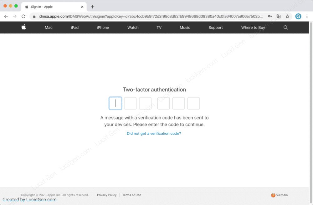 Xác nhận mã bảo mật trên thiết bị Apple để truy cập My Support