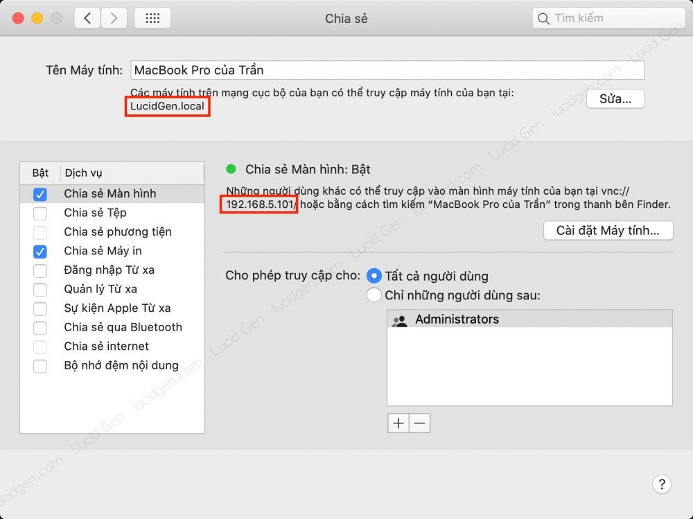 Xem thông tin IP và tên cục bộ của MacBook để thiết lập kết nối từ iPhone