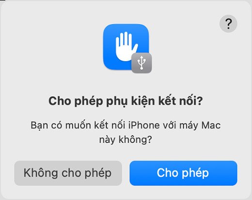 Yêu cầu cho phép phụ kiện kết nối với máy tính
