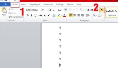Bật biểu tượng Paragraph để phát hiện ký tự ẩn giúp xóa trang trống cuối cùng trong Word MacBook