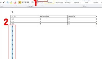 Bật biểu tượng Paragraph để phát hiện ký tự trống sau khi chèn bảng trong Word MacBook