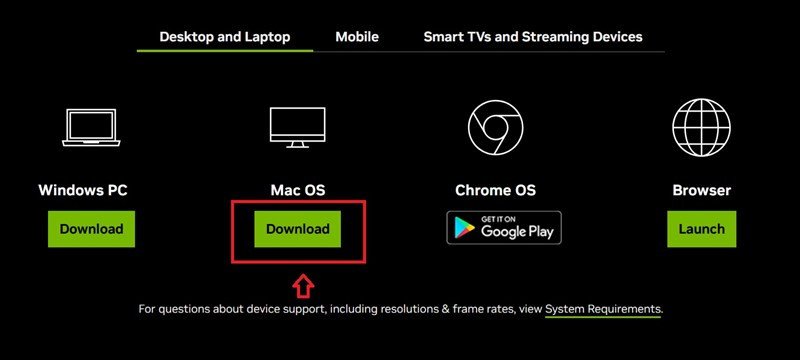 Tải ứng dụng GeForce Now cho macOS